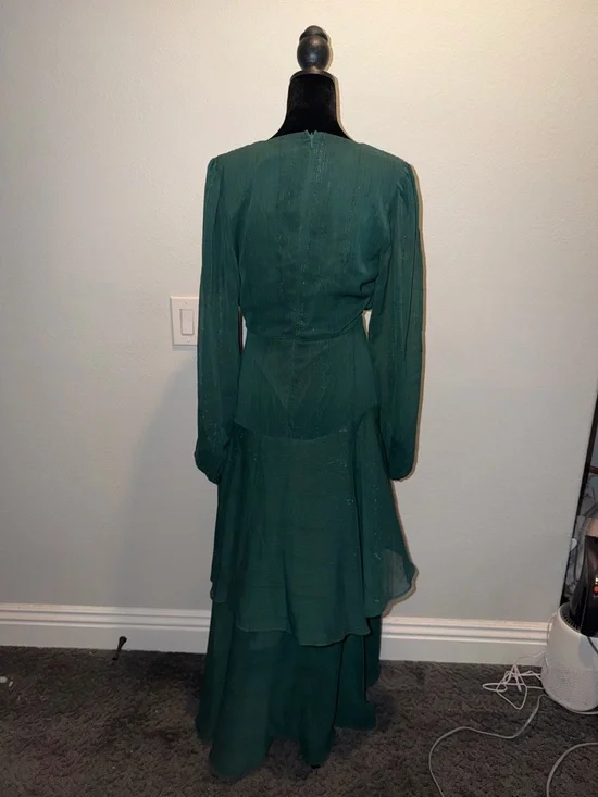 Showpo Green High-Low Wrap V-Neck Dress - Picture 7 of 8